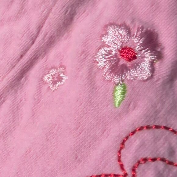 Disney Minnie Mouse Y2K Vintage Embroidered Floral Pink Romper Infant - Picture 6 of 7